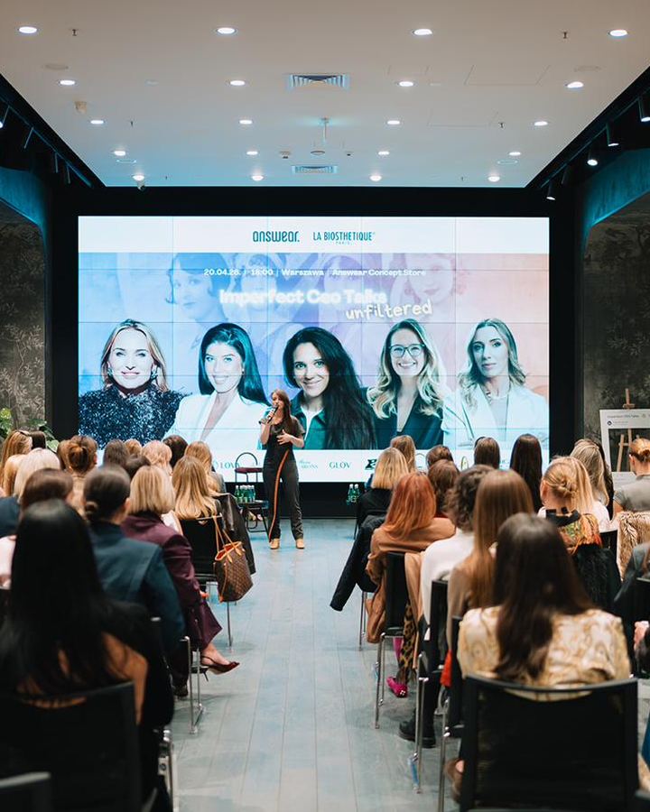 A full room at Imperfect CEO Talks in the Answear showroom, Warsaw